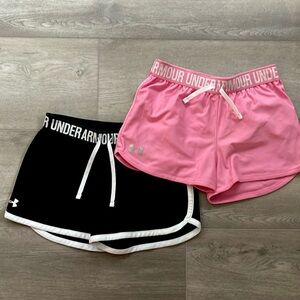 2 pair YL Under Armour shorts
